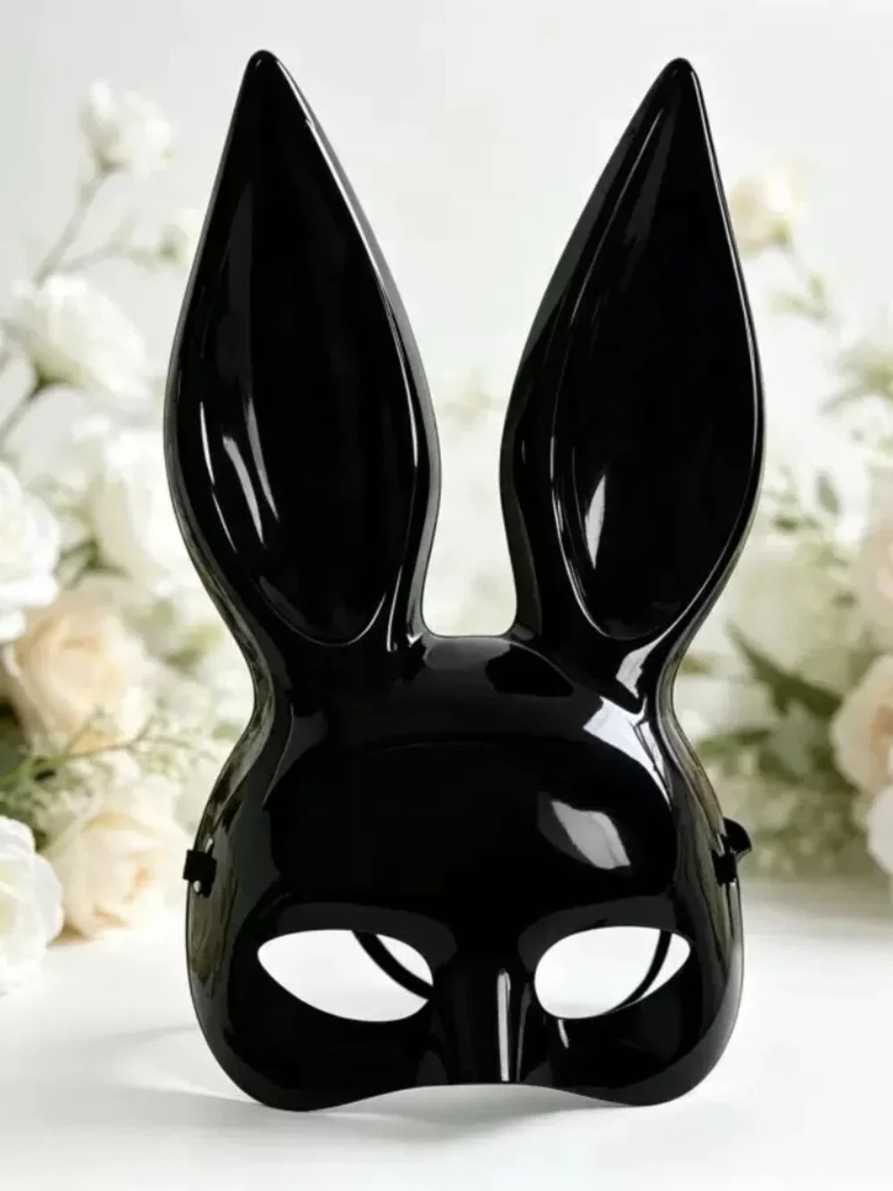 Matte Black Bunny Girl Mask, Sexy Cosplay Eye Mask, Halloween Costume Party Prop